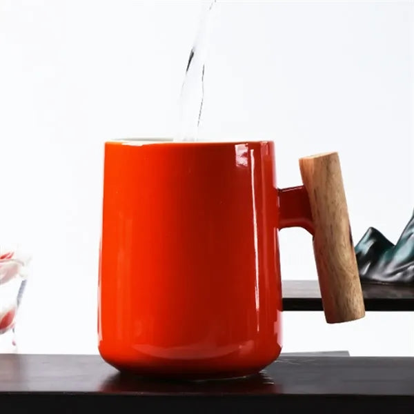 15 oz. Ceramic Coffee Mug with Bamboo Lid and Spoon
