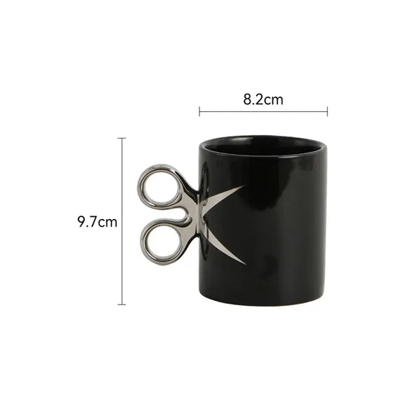 10oz. Ceramic Mug w/ Scissor Handle Design for Office & Gift