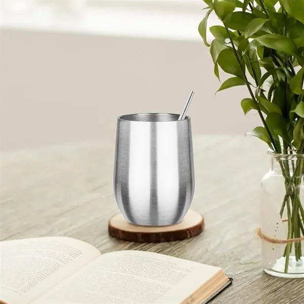 12oz. Stainless Steel Wine Tumbler Insulated Egg Cup w/ Lid