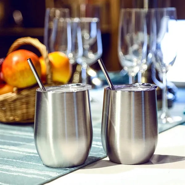 12oz. Stainless Steel Wine Tumbler Insulated Egg Cup w/ Lid