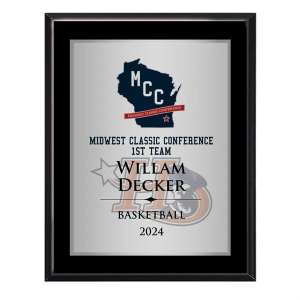 10.5" x 13" Black Matte Sublimated Plaque and Back Plate