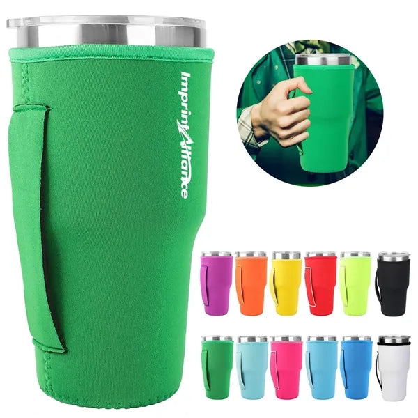 30oz. Neoprene Tumbler Sleeve w/ Handle for Travel & Car Use