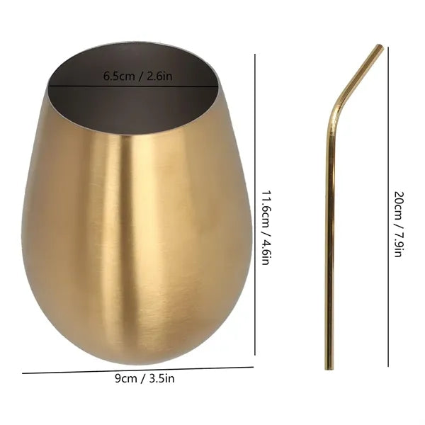 12oz. Stainless Steel Beer Cup with Bent Straw Drinkware Set