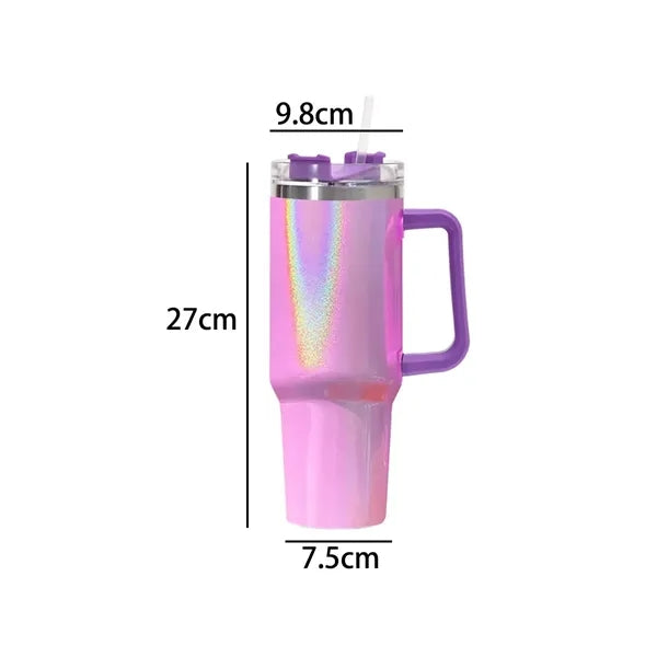 40oz Insulated Tumbler with Handle and Straw for Travel Use
