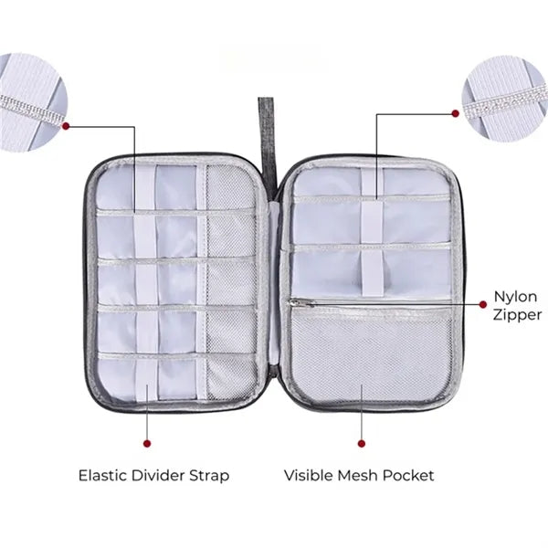 Compact Cable Organizer Bag for Tech Accessories Travel Usev