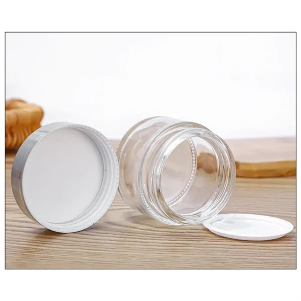 5 ml-50 ml Round Transparent Glass Jars with Silver Lid