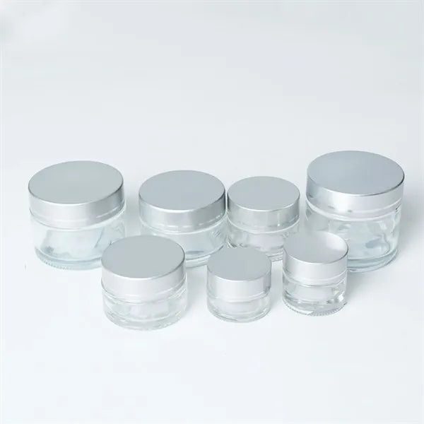 5 ml-50 ml Round Transparent Glass Jars with Silver Lid