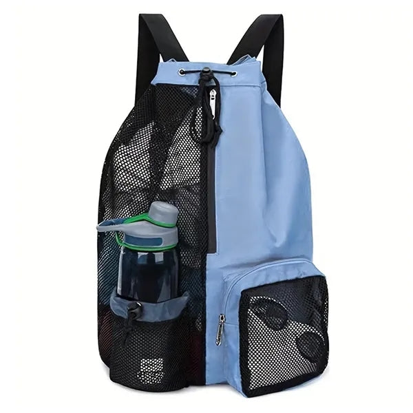 Beach Mesh Drawstring Backpack with Wet Pocket