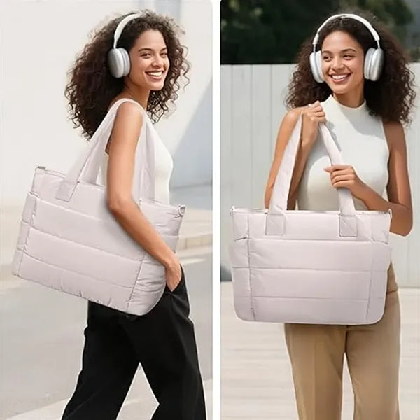 Puffer Tote Large Quilted Shoulder Bag for Work Travel