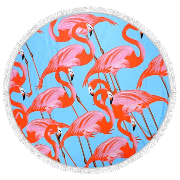 Full Color Round Beach & Picnic Towel With Fringe - 60"