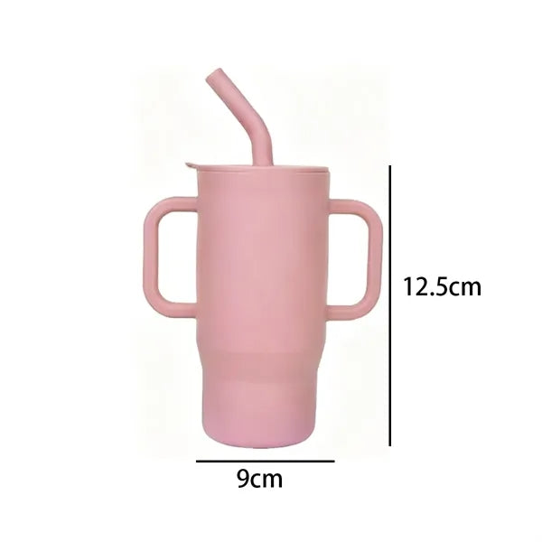 12oz. Silicone Baby Training Cup w/ Straw Lid & Dual Handles
