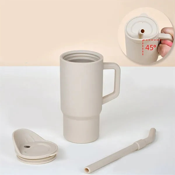 12oz. Silicone Baby Training Cup w/ Straw Lid & Dual Handles