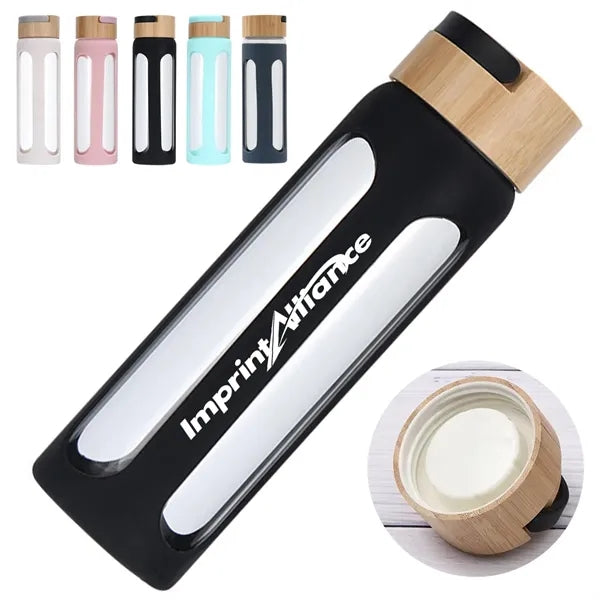 20oz. Glass Bottle w/ Bamboo Lid & Silicone Sleeve