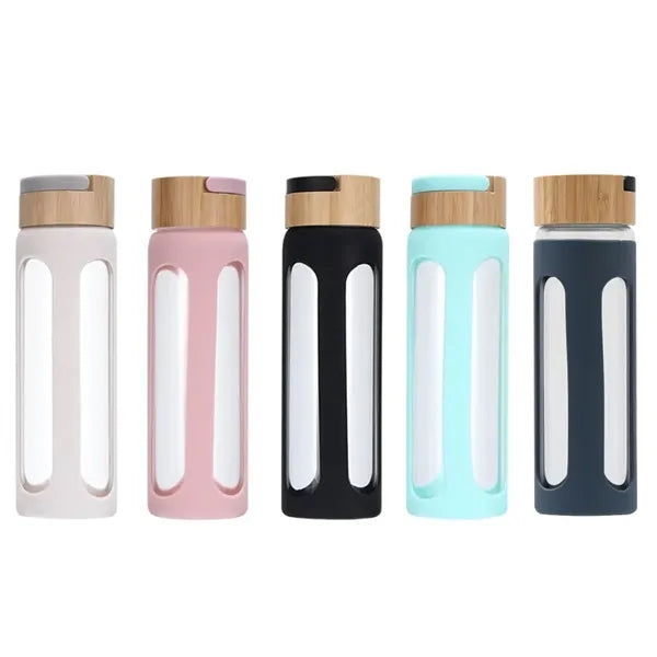 20oz. Glass Bottle w/ Bamboo Lid & Silicone Sleeve