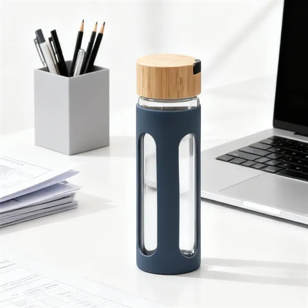 20oz. Glass Bottle w/ Bamboo Lid & Silicone Sleeve
