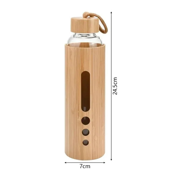 13oz. Bamboo Sleeve Glass Bottle w/ Carry Loop & Lid