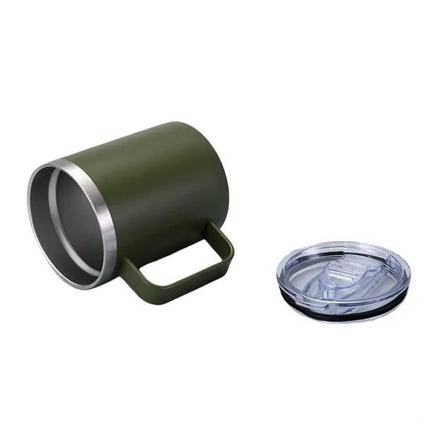 12 Oz Stainless Steel Insulated Mug With Handle And Lid