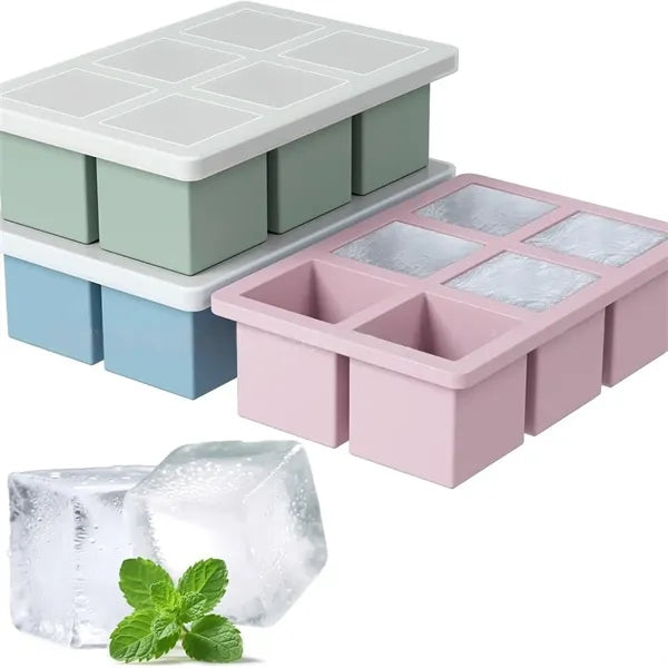 Large 2" Big Silicone Ice Cube Tray with Lid for Whisky