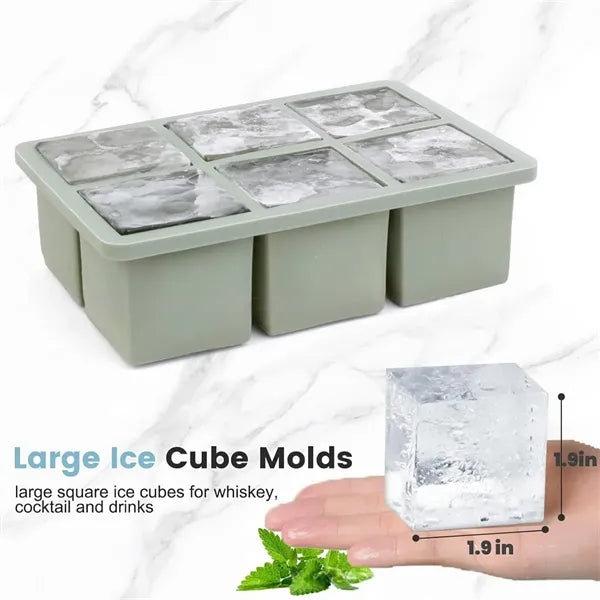 Large 2" Big Silicone Ice Cube Tray with Lid for Whisky