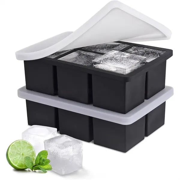 Large 2" Big Silicone Ice Cube Tray with Lid for Whisky