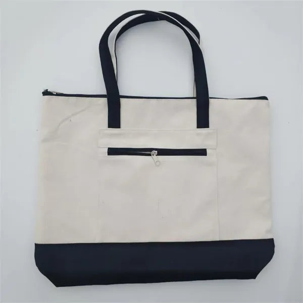 Canvas Tote Bag with Zipper Pocket for Daily & Shopping Use