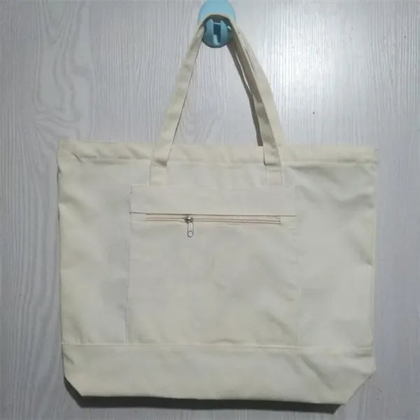Canvas Tote Bag with Zipper Pocket for Daily & Shopping Use