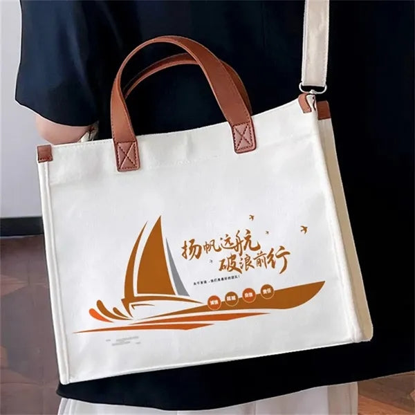 Canvas Tote Bag with Crossbody Strap for Gifts Daily Use