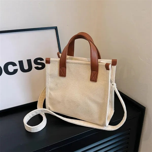 Canvas Tote Bag with Crossbody Strap for Gifts Daily Use