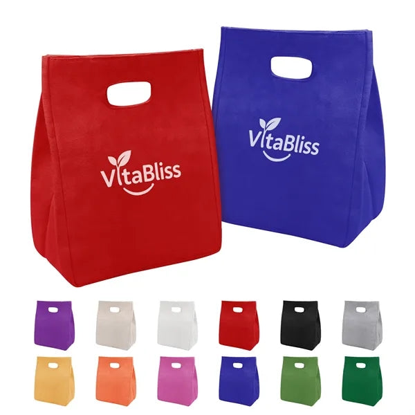 Resuable 12Oz Canvas Insulated Lunch Bag W/ Die Cut Handle