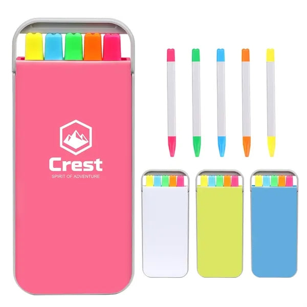 5 in 1 Colors Highlighter Set W/ Case
