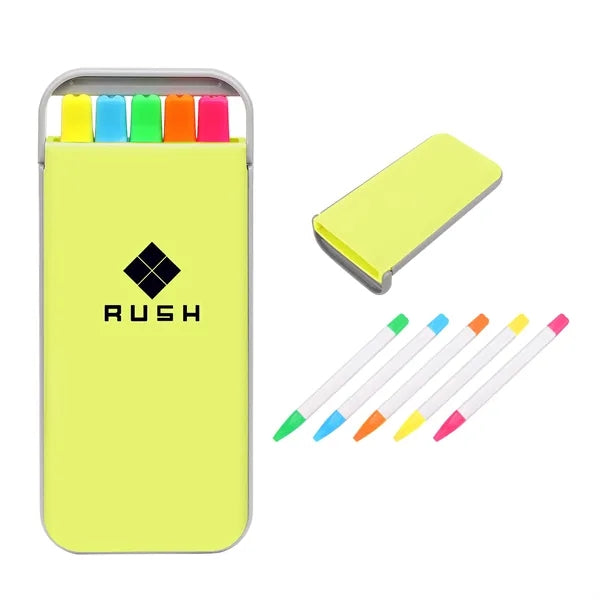 5 in 1 Colors Highlighter Set W/ Case