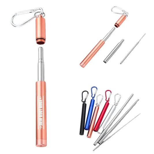 Telescopic Three-section Straw With Storage Sleeve