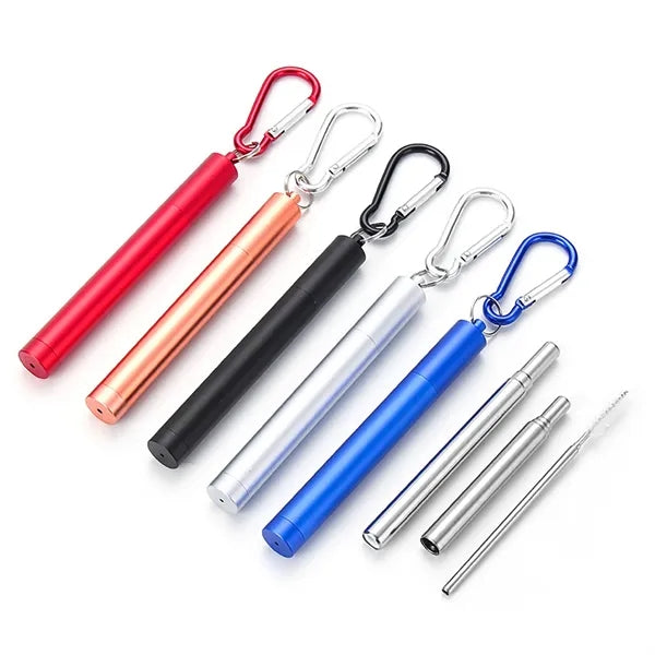 Telescopic Three-section Straw With Storage Sleeve