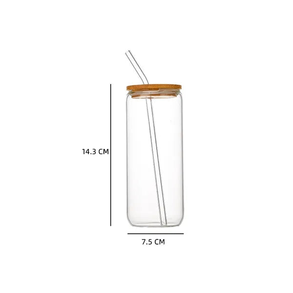 16oz Straw Glass With Bamboo Lid