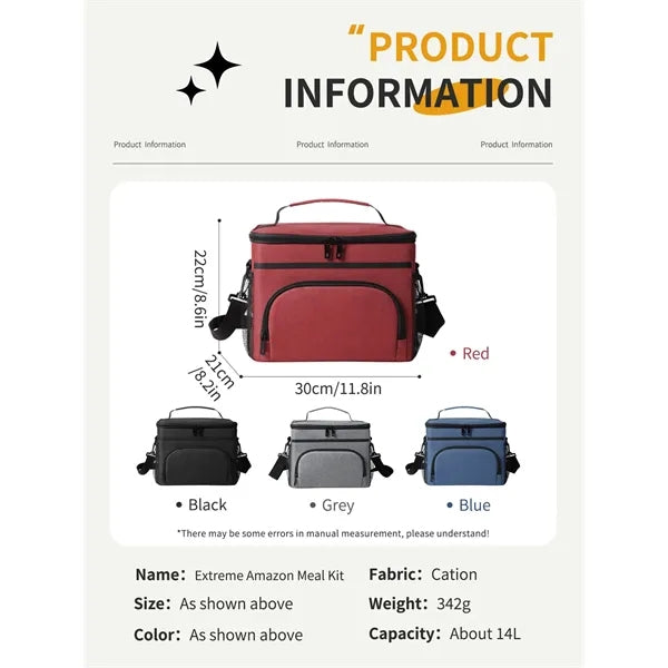 Insulated Lunch Bag with Adjustable Shoulder Strap