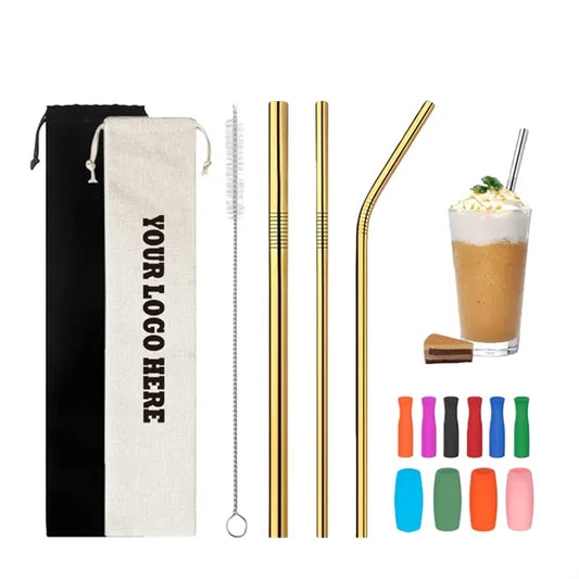304 Stainless Steel Straws Set with Bag
