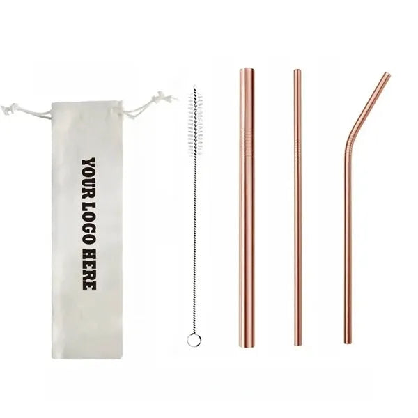 304 Stainless Steel Straws Set with Bag