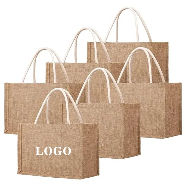 Large Capacity Jute Tote Bag for Work Travel Shopping