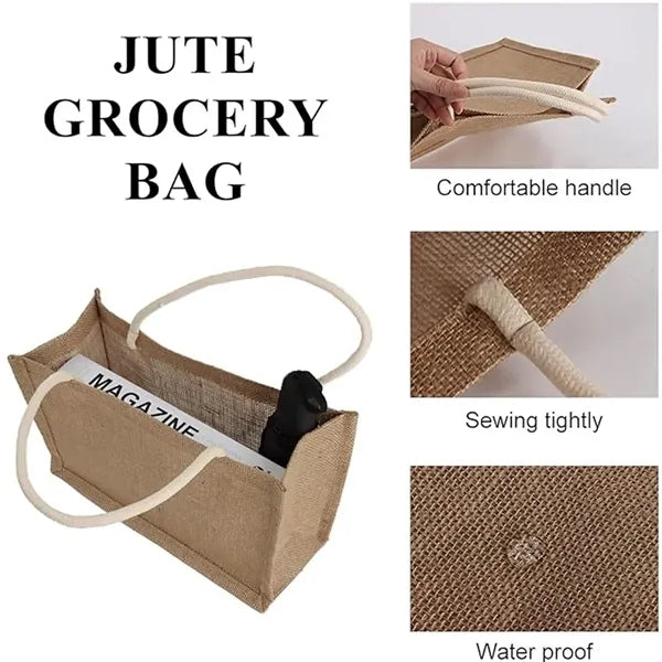 Large Capacity Jute Tote Bag for Work Travel Shopping