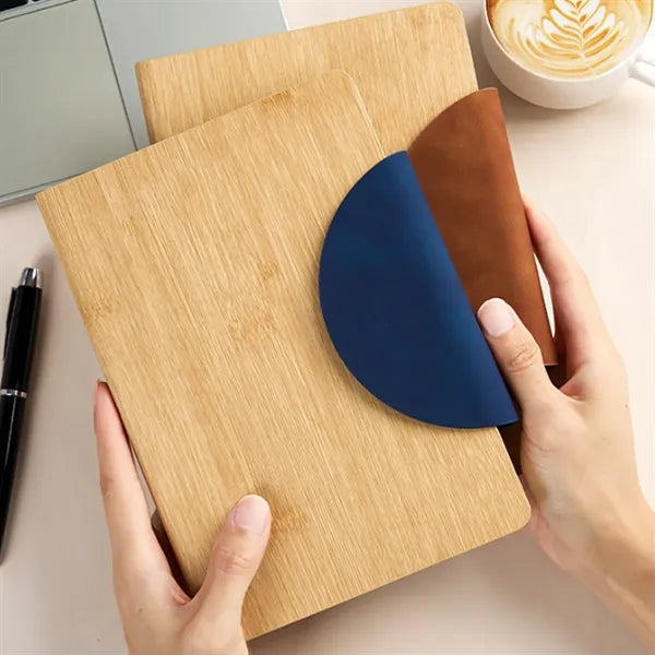 A5 Bamboo Notebook with PU Half Cover