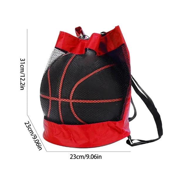Basketball Drawstring Backpack with Ball Compartment