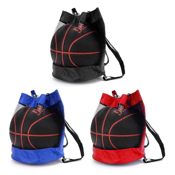 Basketball Drawstring Backpack with Ball Compartment
