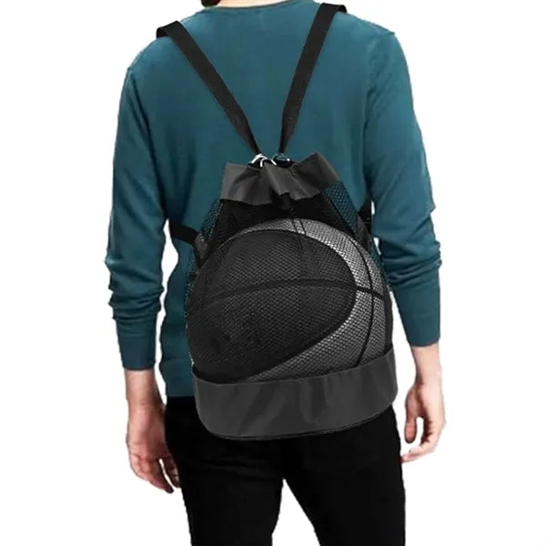 Basketball Drawstring Backpack with Ball Compartment
