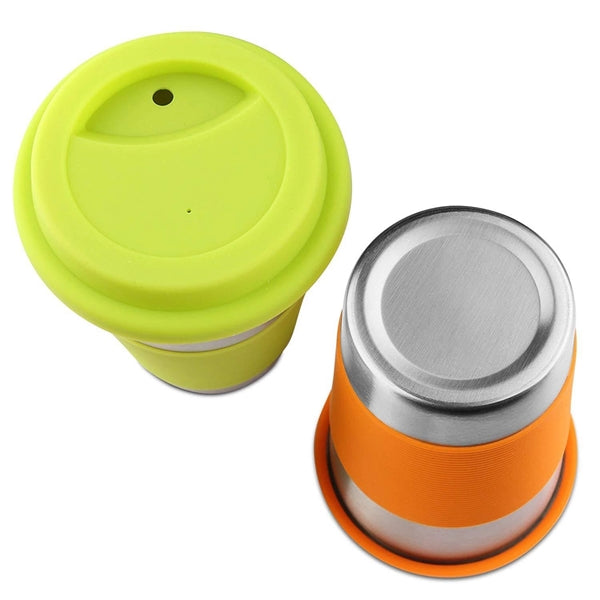 Stainless Steel Cup with Silicone Lid and Sleeve