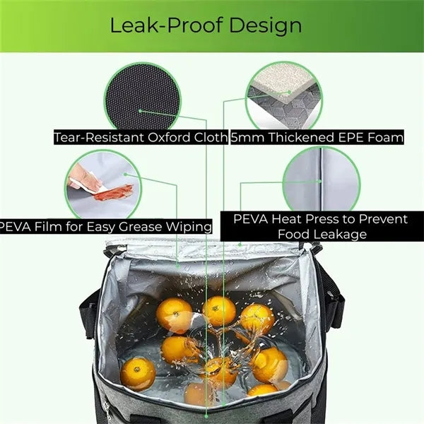 15L Leakproof Insulated Cooler Bag Oxford Fabric for Storage