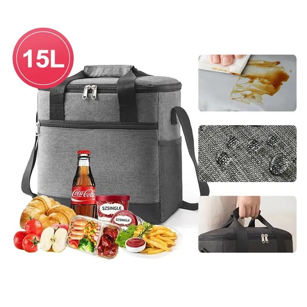 15L Leakproof Insulated Cooler Bag Oxford Fabric for Storage