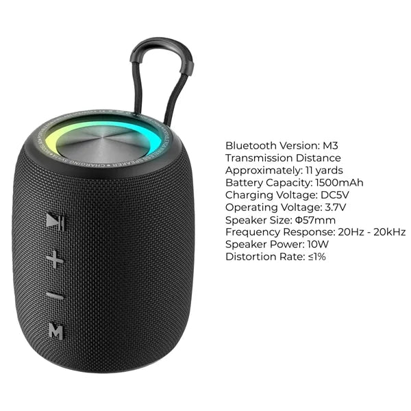 Portable Bluetooth Speaker IPX6 Waterproof 1500mAh RGB Light