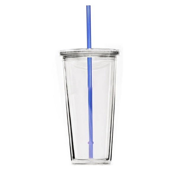 24 oz. Travel Double Wall Acrylic Cup w/ lid and straw