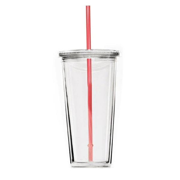 24 oz. Travel Double Wall Acrylic Cup w/ lid and straw
