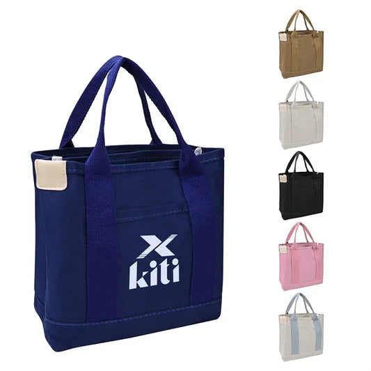 Small Cotton Canvas Tote Bag W/Divider&Front Pocket